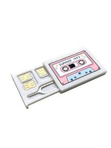 Retro Cassette Tape Design Printed Sim Card Storage Case With Eject Pin,Phone Card Storage,Reusable,A Holiday Gift For Family, Partners, And Friends. - Multicolor - View 15