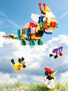 Youleli 12pcs Mini Animal Small Particle Building Blocks, DIY Dinosaur Bird Insect Models, STEM Educational Toys For Kids, Birthday Party Favors Gifts - Multicolor - View 7