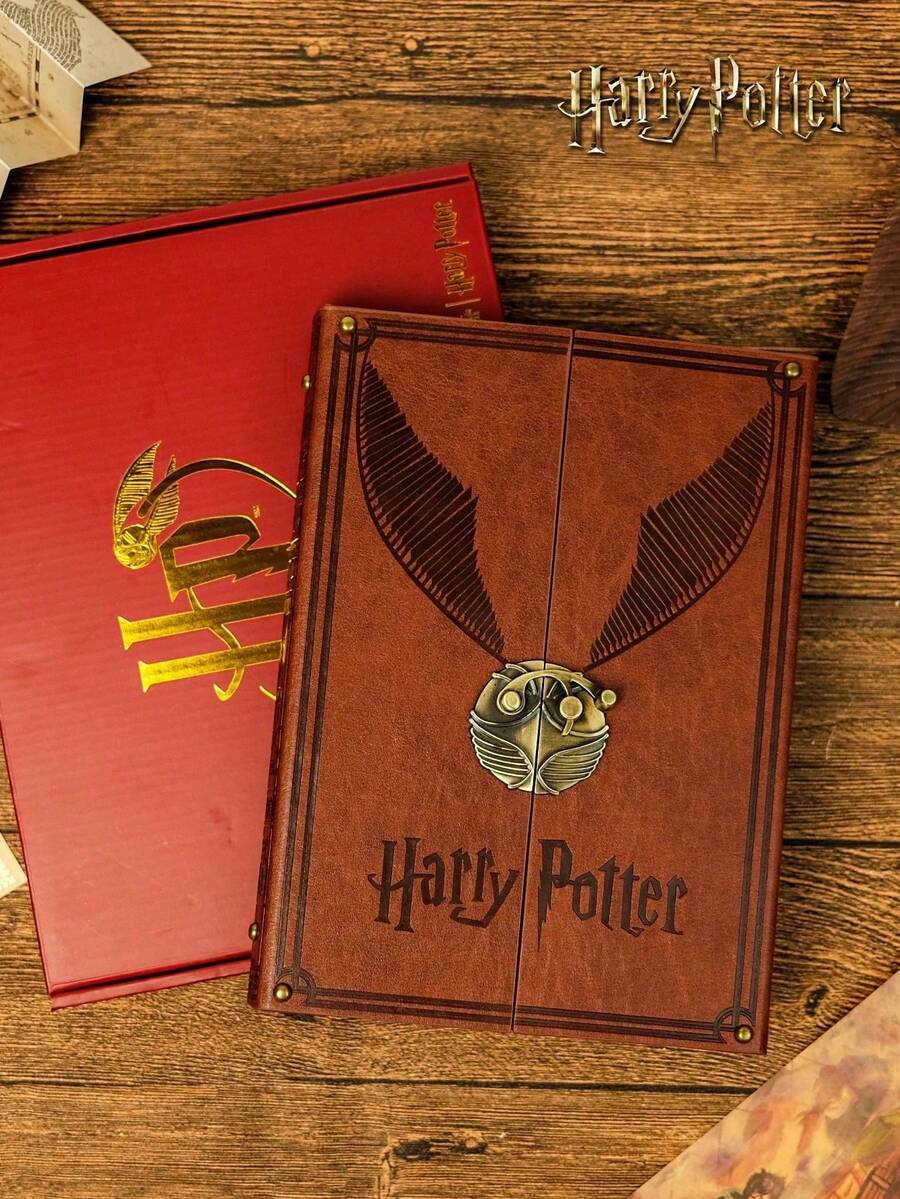 1pc Harry Potter Golden Snitch Notebook, Vintage Style Exquisite Decorated Diary, Portable Retro Notebook, Suitable As Party Gift, Book Lover Gift, Office Supplies, Birthday Gift, Graduation Gift, Back To School Gift [Official Licensed] - A - View 1