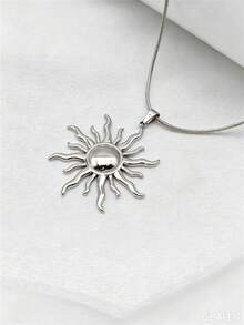 1pc Ancient Greek Totem Sun Necklace For Women, High-End Design Fashion Clavicle Chain, Niche Luxury Titanium Steel Jewelry - Yellow Gold - View 5