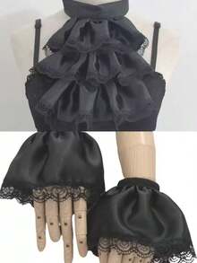 Bộ cổ áo jabot và cổ tay áo phong cách Victorian, phụ kiện cổ áo rời cho nữ, cổ áo bèo nhún - Nhiều màu - Xem 7