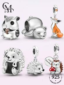 1pc 925 Sterling Silver Hedgehog Bead Pendant, Suitable For DIY Bracelets And Women's Jewelry - Set 2 - View 1