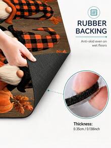 1pc Gnome Pattern Kitchen Mat, Autumn Country Farmhouse Style, Anti-Slip And Wear-Resistant Design, Suitable For Autumn, Thanksgiving, Harvest Celebration, Kitchen, Entryway And Home Decor - Multicolor - View 7