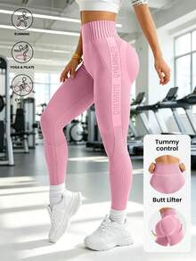 High-Waisted Athletic Leggings Are Suitable For Both Sports And Casual Wear. - Pink - View 1