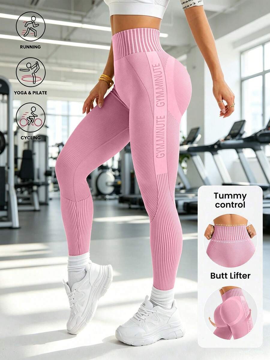 High-Waisted Athletic Leggings Are Suitable For Both Sports And Casual Wear. - Pink - View 1