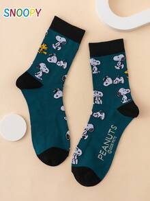 1 đôi tất nam cổ trung bình SNOOPY Series chính hãng họa tiết cún con hoạt hình vui nhộn cá tính - Nhiều màu - Xem 3