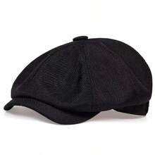 1pc Men's Solid Color Linen Short Brim Newsboy Cap, Outdoor Casual Hat, Suitable For Spring/Autumn Travel, Beach, Party - Beige - View 6