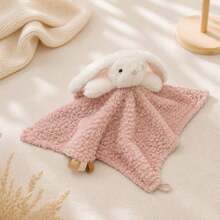 1pc Rose Plush Baby Comfort Blanket, Cute Rabbit Plush Quilt, Soft Tag Touch Comfort Toy, Portable Newborn Sleep Toy - Pink - View 5