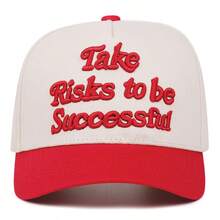 1pc Take Risks To Be Successful Embroidered Baseball Cap Outdoor Sports Baseball Cap Casual Versatile Dad Hat - Multicolor - View 6