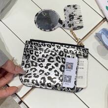 Leopard Print Multi-Slot Mini Wallet PU Zipper Coin Purse With Chain, Comb And Mirror, Can Be Attached To Bag - Multicolor - View 9