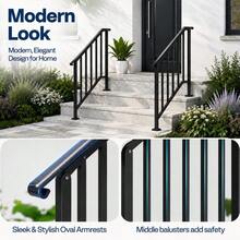 2-Pack Outdoor Handrails – Heavy-Duty Steel Stair Railing For 2-5 Steps, Weatherproof For Porch, Deck & Entryway - 3-step - View 3