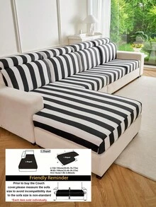 Vertical Stripe Sofa Cushion Slipcover, 1‑Piece Elastic Sofa Seat Cover, Pet Friendly Scratch‑Proof Washable Sofa Protector For 1 2 3 4 Seater & L‑Shape Sectional Sofa, Soft Decorative Furniture Pad - Beige - View 12