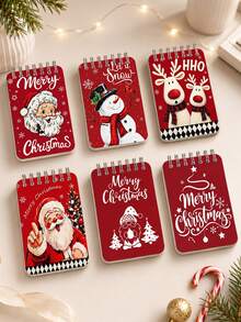 New Christmas Theme Mini Loose-Leaf Notebook - Portable Pocket Size, Suitable For Writing, Memo, Diary, Study And Office, Thoughtful Gift For Teachers On Teacher's Day, Also Great Gift For Graduation, Birthday, Back To School Essential, Back To School Season, Back To School Must-Have, Christmas Gift (Mini Size) - Multicolor - View 1