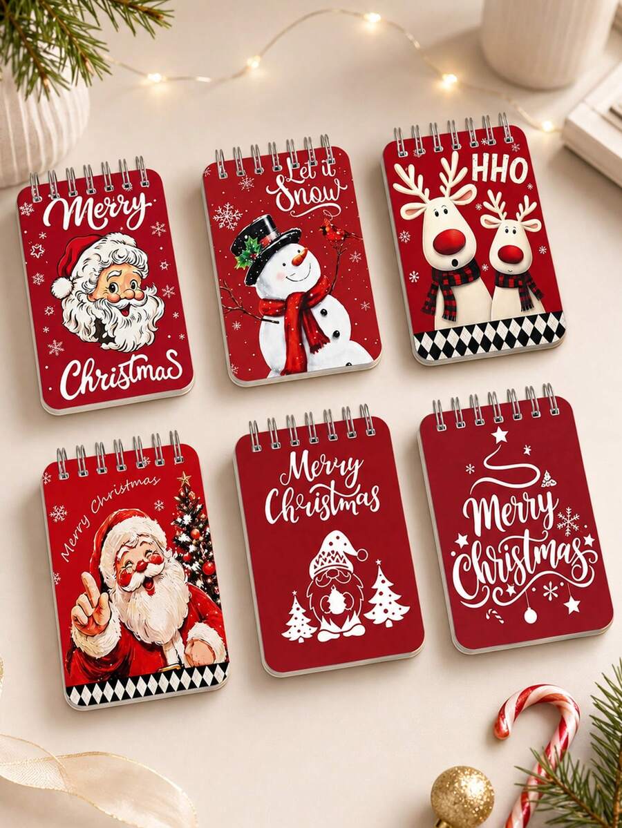 New Christmas Theme Mini Loose-Leaf Notebook - Portable Pocket Size, Suitable For Writing, Memo, Diary, Study And Office, Thoughtful Gift For Teachers On Teacher's Day, Also Great Gift For Graduation, Birthday, Back To School Essential, Back To School Season, Back To School Must-Have, Christmas Gift (Mini Size) - Multicolor - View 1