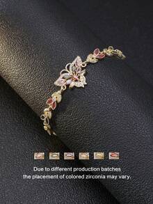 1pc Exquisite Stackable Oro Laminado Three-Color Butterfly Pendant Bracelet, Suitable For Romantic Daily And Vacation Wear - Butterfly Bracelet - View 18