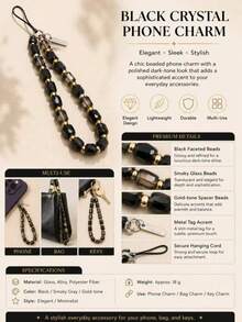 1pc Fashion Acrylic Glass ChainLanyard Short Wrist Keychain PhoneChain Camera Strap Phone CaseAccessory Pendant - Multicolor - View 4