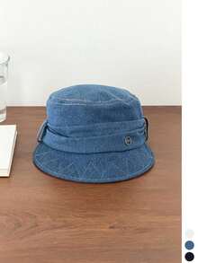 Vintage Washed Equestrian Hat Women's Summer Fashion Versatile Face-Slimming Sun Protection Newsboy Beret Hat Vintage Denim Pleated Flat Top Equestrian Hat Fashion Versatile Face-Slimming Beret Hat Women's Wide Brim Sun Protection Baseball Cap - Multicolor - View 10