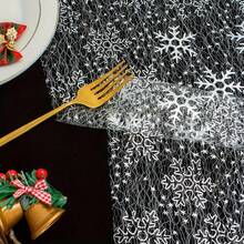 1pc Holiday Gold Snowflake Tablecloth, Shiny Sequin Foil Design, Polyester Woven Rectangular Tablecloth, Suitable For Events, Weddings, Birthdays And Christmas Parties - Silver Snowflake Table Runner - View 5