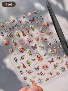 1 Set Pastoral Decorative Stickers, Elegant Thin Adhesive Backing Design, Multiple Shell Surface Styling Beautification Decals - Decorative Stickers - View 9