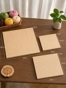 1 Set Wooden Crochet Blocking Board With Stainless Steel Pins, Granny Square Blocking Board With Precise Grid Holes, Smooth And Reusable, Suitable For Knitting, Crochet Projects, DIY Crafts, Perfect For Beginners And Experienced Crafters, Gift - Wood Color - View 2