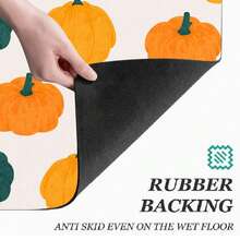 Cute Pumpkin Print Pattern Drainage Mat/Absorbent Mat/Drying Mat For Coffee Machine And Tableware - Absorbent Polyester Tabletop Protector With Rubber Non-Slip Backing, For Kitchen Countertop Decoration - Home Bar And Dining Table Placemat - Multicolor - View 8