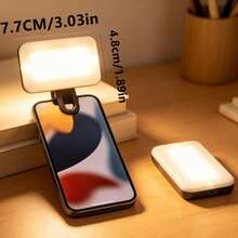 Portable Rechargeable LED Fill Light Selfie Light, Mirror Makeup Lamp, LED Phone Light With 3 Lighting Mode, Clip-On Fill Light , Makeup, Live Stream, Zoom Conference Clip Video/Photos Light/Fairy Lights/Room Lights For Phone, Camera, Notebook 250mAh - Square - View 8