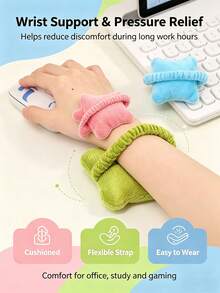 1pcsMulticolor Plush Mini Wrist Rest Pillow, Soft Elastic Wrist Support Cushion, Comfort Wristband Pad For Back To School Student Office Computer Mouse Typing - A - View 8