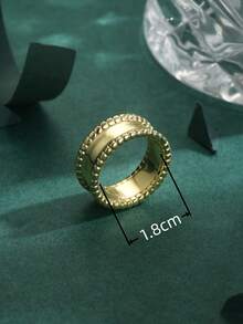 1入歐美風格8K鍍金單鑽立方氧化鋯指環高品質女性禮物 - 金黃色 - 查看 3
