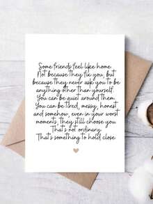OBOVAY Elegant Friendship Greeting Card Set (1 Card + 1 Envelope), Featuring Heart Pattern And Cursive Font Design. Customizable For Birthday, Thanksgiving, Special Occasions And More. Suitable For Women, Men, Colleagues, Teachers. - A - View 4
