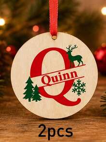Custom Initial Name Christmas Ornament, Personalized Round Tree Hanging Decor, Festive Reindeer Snowflake Holiday Style, Customized Christmas Keepsake Gift, Customizable Family Name Ornament For Xmas Tree Decor, Christmas Decorations, Family Gifts - Style C - View 15