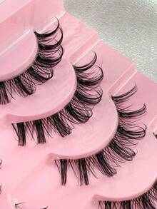 10 Pairs False Eyelashes Clear Band Slim Artificial Mink Eyelashes Fluffy Thick Russian Strip Lashes 3D Fake Eyelashes Curling Strip Lashes Natural Pointed Russian Eyelashes Crossed Cat Eye Lashes For Parties Daily And Various Occasions Makeup - View 5