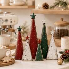1/3/6pcs Rustic Wooden Christmas Tree Desktop Decor, Vintage Style Christmas Tree Ornament, Suitable For Fireplace Mantel, Tabletop, Shelf And Holiday Party Decoration, Also An Ideal Christmas Gift For Family And Friends - Christmas Ornament - View 8