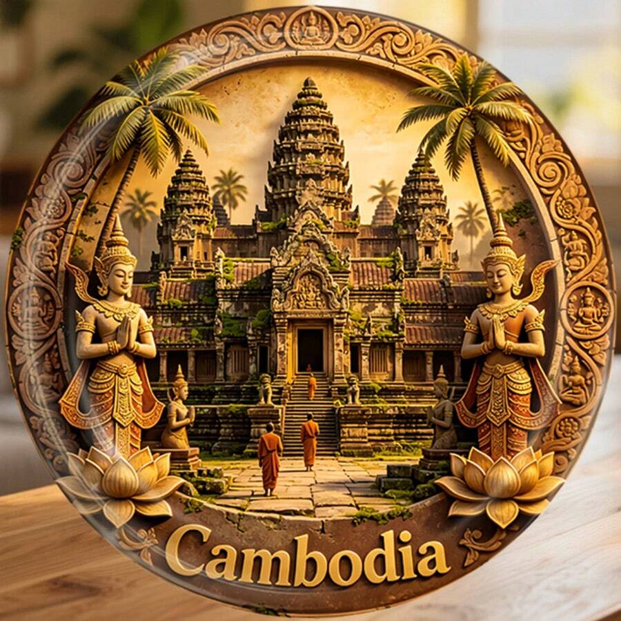 Cambodia Angkor Wat Apsara Grace And Lotus Stillness Magnet Where The Ancient Temples Breathe In The Jungle's Quiet Embrace Keepsake For All Metal Surfaces Throughout The Home - A - View 1