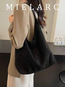 大容量麂皮托特包女款 2026新款韓系風格高級時尚休閒百搭 2件組肩背通勤購物包 - 黑色 - 查看 2