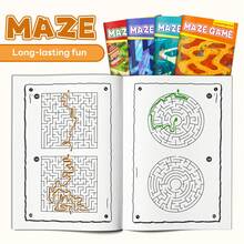 Maze Game Activity Notebooks, Desert, Ocean, Crystal Cave And Funfair Adventure Themes, Focus Training, Logic Thinking And Pathfinding Practice, Progressive Difficulty Design - Style - View 4