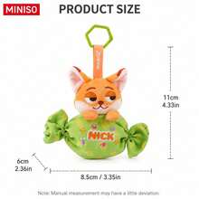 MINISO Zootopia 尼克·懷爾德 綠色糖果毛絨包飾吊飾鑰匙圈，適用於手提包、後背包、托特包，生日聖誕禮物 - 尼克.懷德糖果吊墜 - 查看 6
