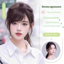 Synthetic Slanted Bangs Short Brown Black Fake Hair Fringe Extension Clip In Hairpieces Accessories For Women Girl, Halloween - Multicolor - View 4