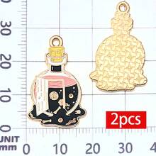 2/8pcs Pink Gothic Enamel Charms Alloy Skeleton Moth Record Player Pendant For DIY Halloween Bracelet Necklace Earring Jewelry Making Findings - Pink - View 12