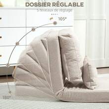 Schlafsofa/Sessel, 1-Sitzer mit 1 Kissen und verstellbarer Rückenlehne, beige - Verschiedenfarbig - Übersicht 6