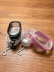 2pcs Transparent Zipper Dust-Proof Storage Bags With Hooks, Suitable For Displaying Mini Models, Heart-Shaped Keychains And Bag Charms, Easy To Carry And Collect - Multicolor - View 6