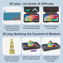 1 Set Magic Beads Toy Kit, 200‑Level 3D/2D Pyramid Pattern Unlock Puzzle, Kids Logical Thinking Training Enrich Spatial Imagination Travel Tabletop Educational Toy Parent‑Child Interactive Battle Game, Birthday Gift Christmas & Halloween Random Color - Multicolor - View 9
