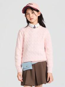 Balabala Tween Girl Knit Sweater Soft Warm Winter Top For Boys & Girls - Red Hue - View 1