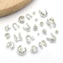 20pcs 18K Silvery Plated Crimp Beads Wire Guardians Clamshell Bead Tips Knot Covers End Caps For DIY Bracelet Necklace Jewelry Making Findings - Silver - View 3