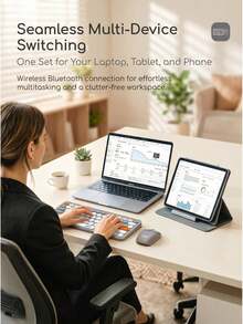 Acer Dual-Mode Wireless Charging Keyboard And Mouse Set, 2.4G Bluetooth Silent Round Keycaps, Color-Block Portable Office Keyboard And Mouse, Compatible With Multiple Devices - View 7