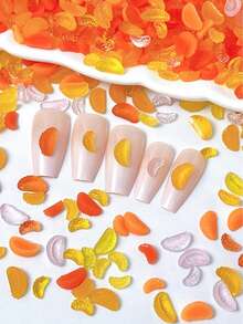 50Pcs New Ice Transparent Simulated Orange Slice Nail Art Decorations, 3D Fruit DIY Nail Accessories - Orange - View 2