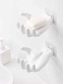 1pc Creative Hand-Shaped Soap Dish, Self-Adhesive Hand-Shaped Soap Holder, Wall-Mounted Creative Hand-Shaped Soap Dish, No-Drill Bathroom Soap Rack, Decorative Shower/Washbasin Storage Rack - Multicolor - View 6