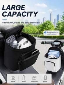 Large Capacity Motorcycle Scooter Hanging Bag - Durable Material Bicycle Storage Bag, Bicycle Motorcycle Helmet Bag, Portable Front Bicycle Bag, Large Capacity Storage Bag, Suitable For Commuting, Travel And Outdoor - Adjustable Shoulder Strap, Touchscreen, Lightweight Bicycle Equipment With Zipper - A - View 6
