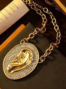 1pc Women's Fashion Vintage Jewelry Necklace, High-End Luxury Metal Design, Suitable For Vacation And Party Wear - Multicolor - View 6