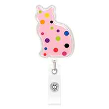1pc Animal Silhouette Acrylic Retractable Badge Reel With Glitter Colorful Spotted Design Office Badge Holder - Multicolor - View 12