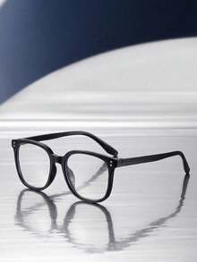 1 Pair Women's Square Black Frame Glasses With Rivet Detail, Versatile Campus Style, Suitable For Holiday Gifts, Daily Wear And Office Accessories, Applicable For Driving, Hiking And Outdoor Activities - Clear - View 3